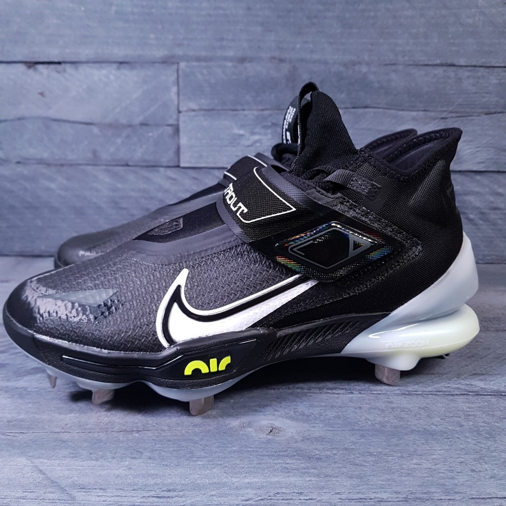 NIKE Force Zoom Trout 8 Elite Baseball Cleats Mens 7.5 Black Grey White